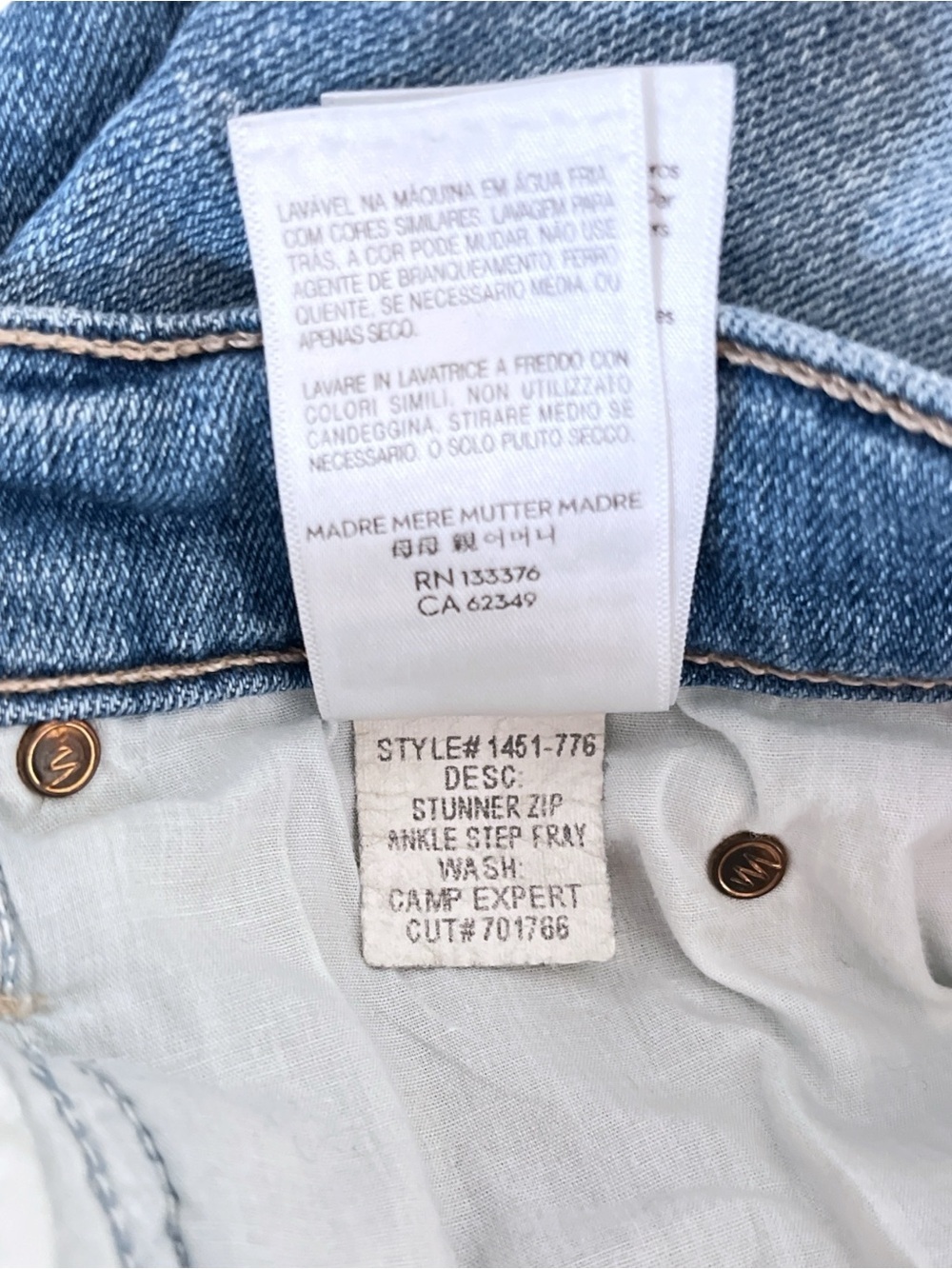 Mother Denim The Stunner Zip Ankle Step Fray size 27 in Camp Expert Wash - Picture 10 of 12